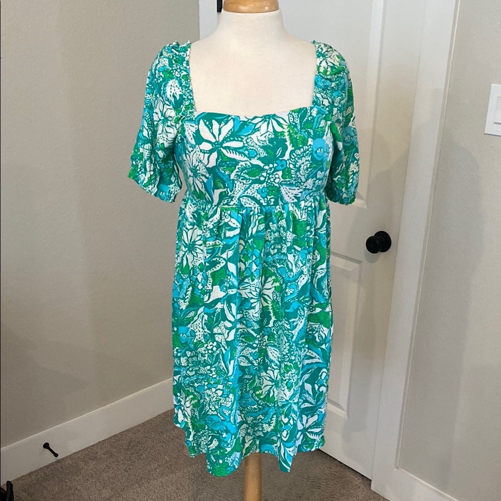 Lilly Pulitzer Floral Dress with Square Neckline